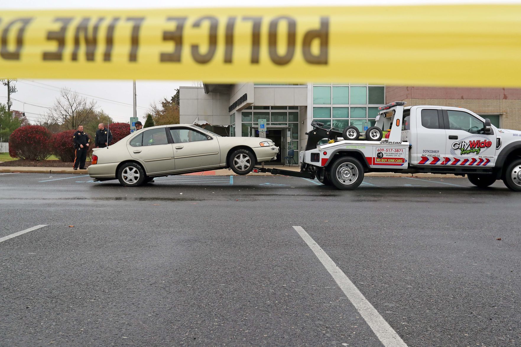 Car crash through Social Security Building